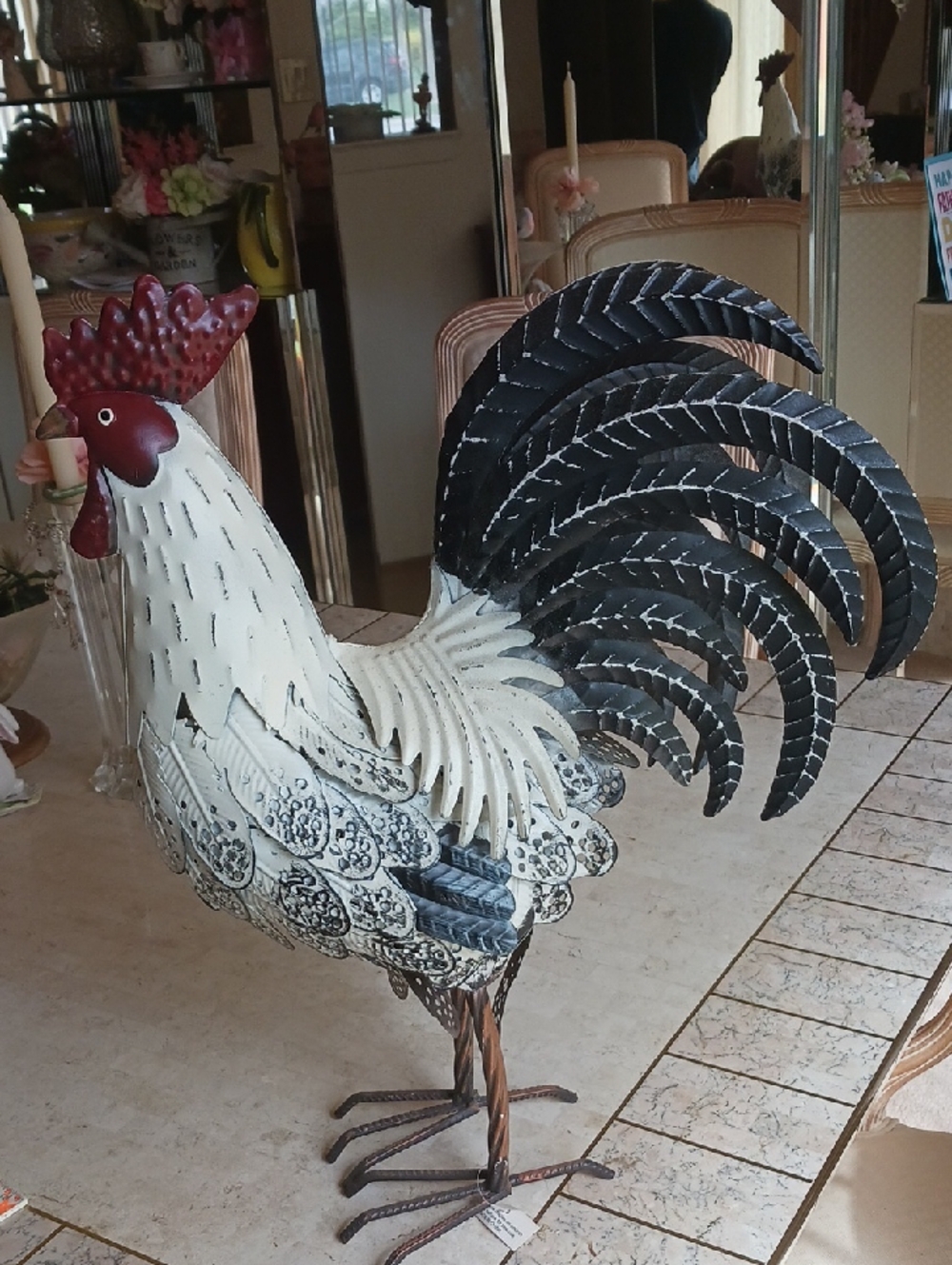 20" metal rooster figurine . Hand painted,, detailed By Valeri/QVC,LIMITED RUN